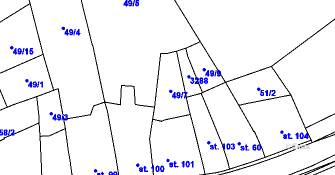 Parcela st. 49/6 v KÚ Jestřabice, Katastrální mapa