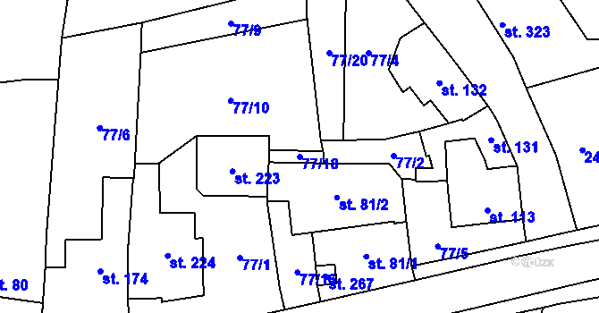 Parcela st. 77/18 v KÚ Jestřabice, Katastrální mapa