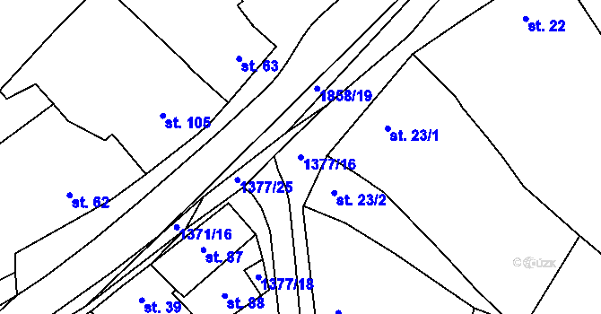 Parcela st. 1377/16 v KÚ Jestřabice, Katastrální mapa