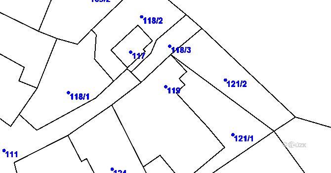 Parcela st. 119 v KÚ Jestřebí u České Lípy, Katastrální mapa