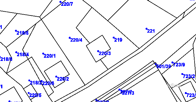 Parcela st. 220/3 v KÚ Jestřebí u České Lípy, Katastrální mapa