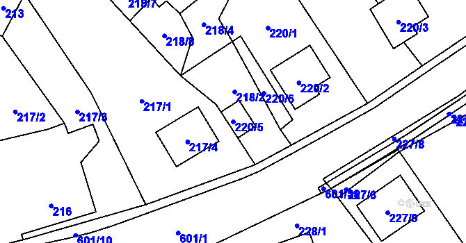 Parcela st. 220/5 v KÚ Jestřebí u České Lípy, Katastrální mapa