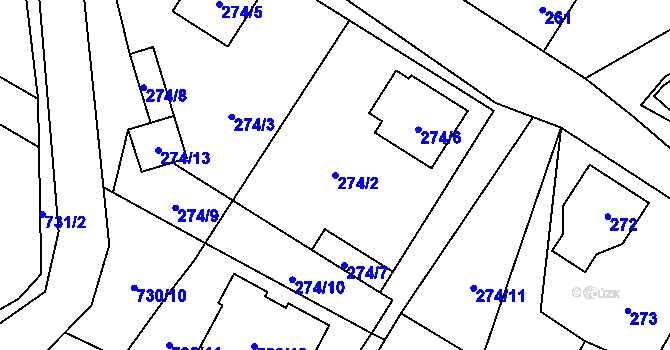 Parcela st. 274/2 v KÚ Jestřebí u České Lípy, Katastrální mapa