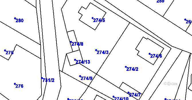 Parcela st. 274/3 v KÚ Jestřebí u České Lípy, Katastrální mapa