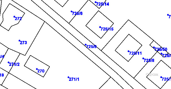 Parcela st. 725/9 v KÚ Jestřebí u České Lípy, Katastrální mapa