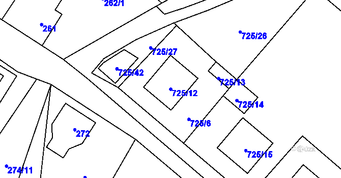 Parcela st. 725/12 v KÚ Jestřebí u České Lípy, Katastrální mapa