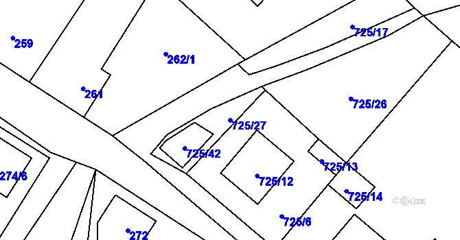 Parcela st. 725/27 v KÚ Jestřebí u České Lípy, Katastrální mapa
