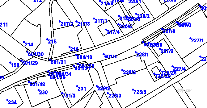 Parcela st. 601/1 v KÚ Jestřebí u České Lípy, Katastrální mapa