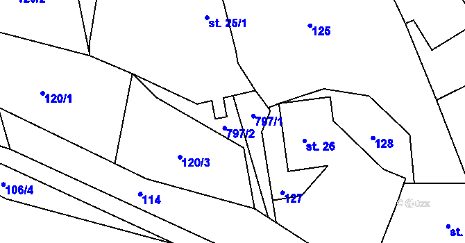Parcela st. 25/2 v KÚ Újezd u Jestřebí, Katastrální mapa