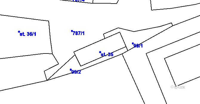 Parcela st. 35 v KÚ Újezd u Jestřebí, Katastrální mapa