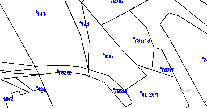 Parcela st. 135 v KÚ Újezd u Jestřebí, Katastrální mapa