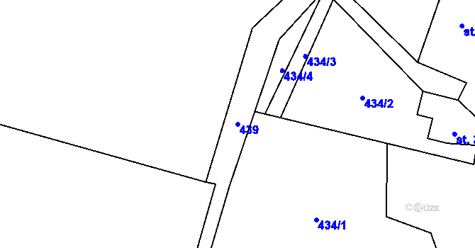 Parcela st. 439 v KÚ Újezd u Jestřebí, Katastrální mapa