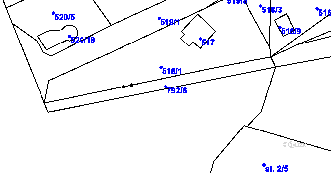 Parcela st. 792/6 v KÚ Újezd u Jestřebí, Katastrální mapa