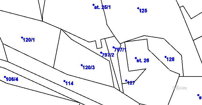 Parcela st. 797/2 v KÚ Újezd u Jestřebí, Katastrální mapa