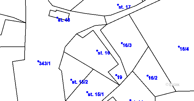 Parcela st. 16 v KÚ Jestřebí nad Metují, Katastrální mapa