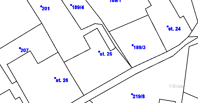 Parcela st. 25 v KÚ Jestřebí nad Metují, Katastrální mapa