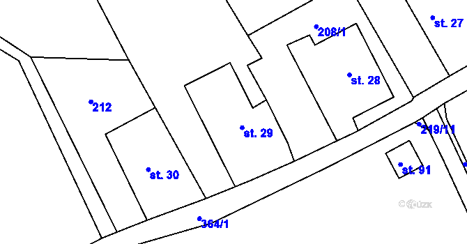 Parcela st. 29 v KÚ Jestřebí nad Metují, Katastrální mapa