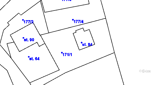 Parcela st. 84 v KÚ Jestřebí nad Metují, Katastrální mapa
