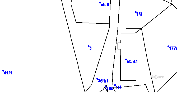 Parcela st. 3 v KÚ Jestřebí nad Metují, Katastrální mapa