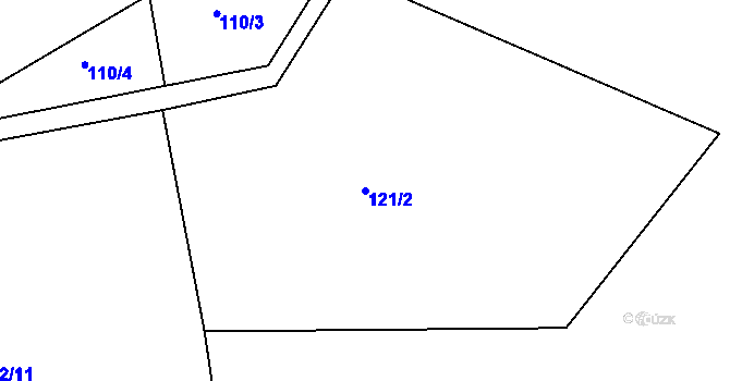 Parcela st. 121/2 v KÚ Jestřebí nad Metují, Katastrální mapa