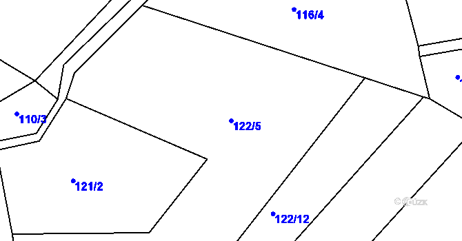 Parcela st. 122/5 v KÚ Jestřebí nad Metují, Katastrální mapa
