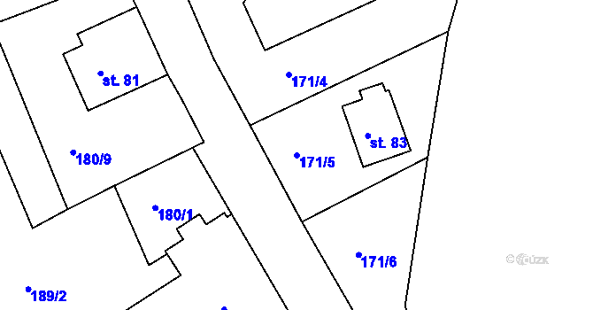 Parcela st. 171/5 v KÚ Jestřebí nad Metují, Katastrální mapa