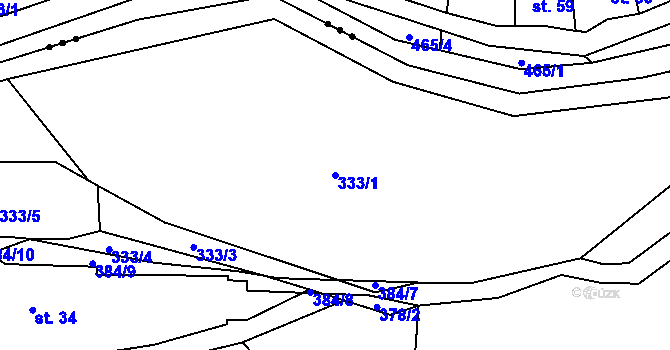 Parcela st. 333/1 v KÚ Jestřebí nad Metují, Katastrální mapa