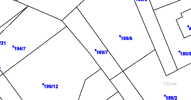 Parcela st. 189/7 v KÚ Jestřebí nad Metují, Katastrální mapa