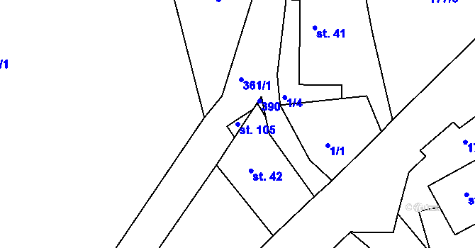 Parcela st. 105 v KÚ Jestřebí nad Metují, Katastrální mapa