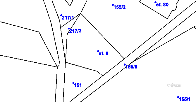 Parcela st. 9 v KÚ Libchyně, Katastrální mapa