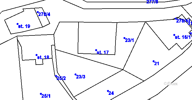 Parcela st. 17 v KÚ Libchyně, Katastrální mapa