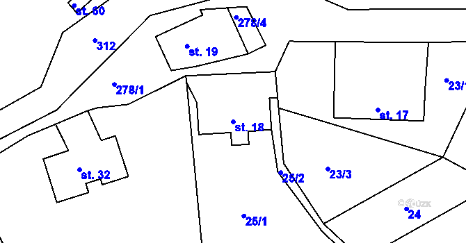 Parcela st. 18 v KÚ Libchyně, Katastrální mapa