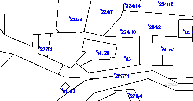Parcela st. 20 v KÚ Libchyně, Katastrální mapa