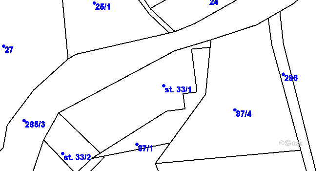 Parcela st. 33/1 v KÚ Libchyně, Katastrální mapa