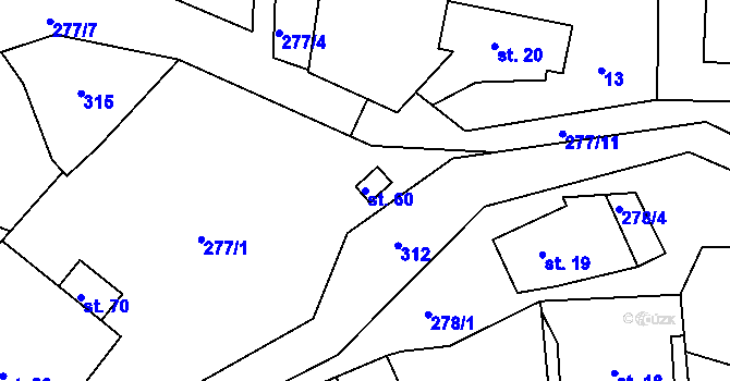 Parcela st. 60 v KÚ Libchyně, Katastrální mapa