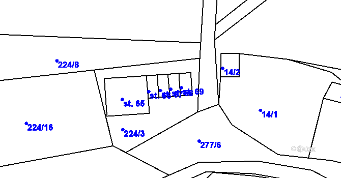 Parcela st. 68 v KÚ Libchyně, Katastrální mapa