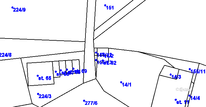 Parcela st. 14/2 v KÚ Libchyně, Katastrální mapa