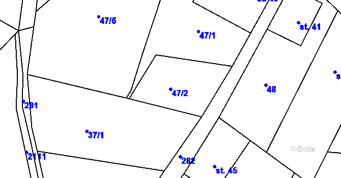 Parcela st. 47/2 v KÚ Libchyně, Katastrální mapa