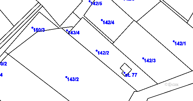 Parcela st. 142/2 v KÚ Libchyně, Katastrální mapa