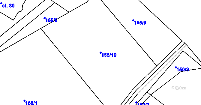 Parcela st. 155/10 v KÚ Libchyně, Katastrální mapa