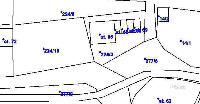 Parcela st. 224/3 v KÚ Libchyně, Katastrální mapa
