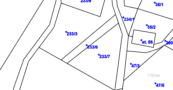 Parcela st. 233/6 v KÚ Libchyně, Katastrální mapa