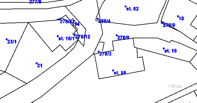 Parcela st. 278/3 v KÚ Libchyně, Katastrální mapa