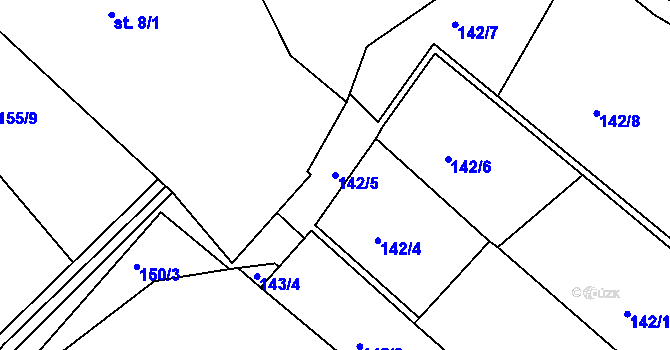 Parcela st. 142/5 v KÚ Libchyně, Katastrální mapa