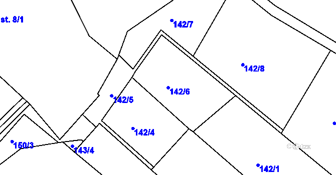 Parcela st. 142/6 v KÚ Libchyně, Katastrální mapa