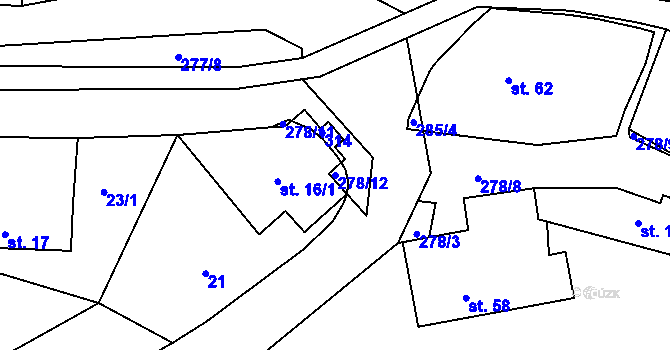 Parcela st. 278/12 v KÚ Libchyně, Katastrální mapa