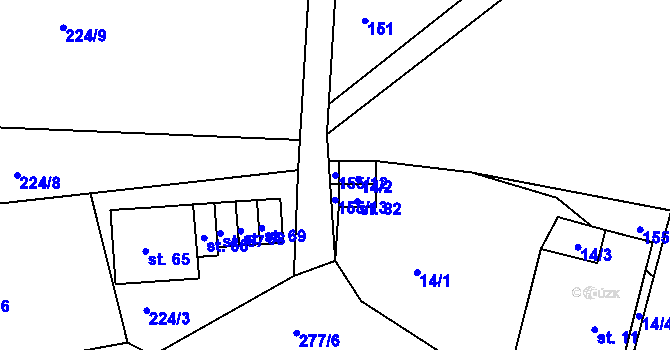 Parcela st. 155/12 v KÚ Libchyně, Katastrální mapa
