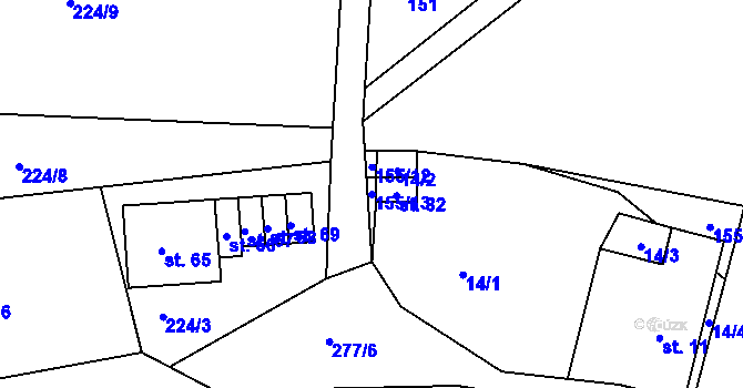 Parcela st. 155/13 v KÚ Libchyně, Katastrální mapa