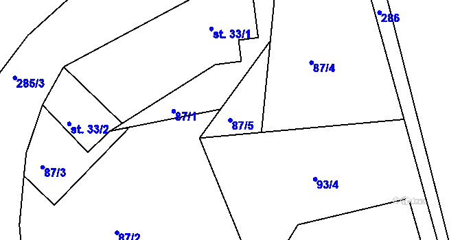 Parcela st. 87/5 v KÚ Libchyně, Katastrální mapa