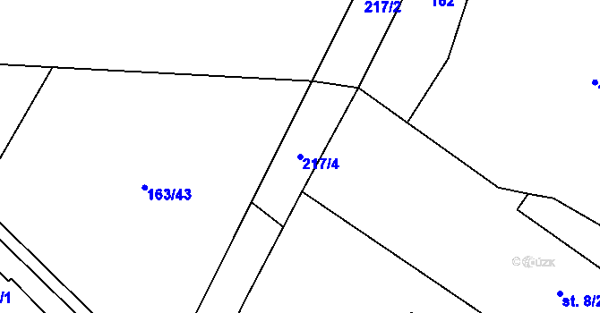 Parcela st. 217/4 v KÚ Libchyně, Katastrální mapa